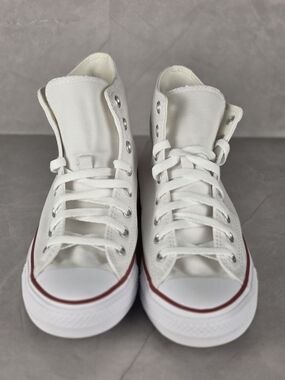 Converse White High-Top Sneakers with Red Midsole Stripe